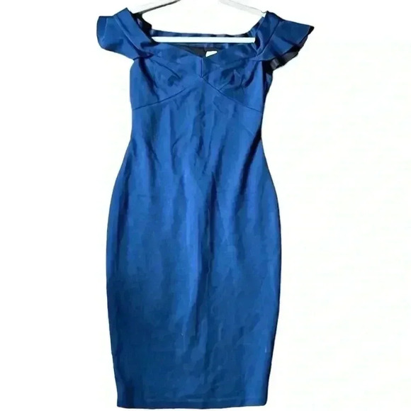 Bailey 44 Off The Shoulder Ruffle Shoulder Neckline Blue Pull On Dress S… - Picture 1 of 5